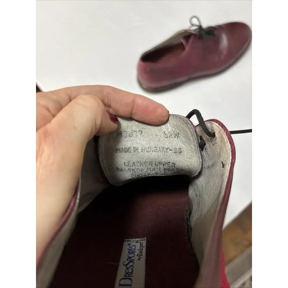 Vintage Mens 8.5 W DresSports Rockport Maroon Leather Oxford Dress Shoes Classic